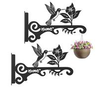 Staffe per piante da appendere, ganci per piante | 2 ganci per mangiatoie per uccelli | Rack in metallo da 25,4 cm montaggio a parete con design floreale per uccelli per appendere fiori mangiatoia per