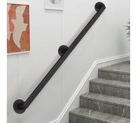 Staffe per ringhiere per scale in metallo nero, design antiscivolo, disponibili in lunghezze da 60 cm, 100 cm, 120 cm, 150 cm, 180 cm, 200 cm, ed eleganti per scale sicure.