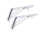 Staffe pieghevoli per mensole, Staffe triangolari in ferro pieghevoli montate a parete, argento, 10 pollici e 12 pollici, 2 pezzi(12inch(308mm))