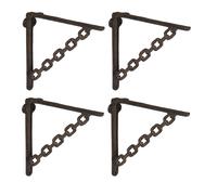 Relaxdays Set da 4 Reggimensola da Muro, Staffe Mensole, 18,5x4x22cm, Supporti Angolari per Scaffali Industrial, Marrone, Ghisa