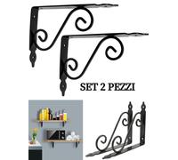 STAFFE SUPPORT Angolari 2 PZ in Ferro Staffa Mensola A Parete, Nero Vari misure