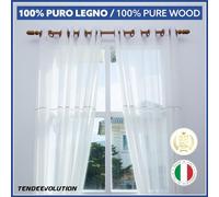 Staffe Supporti in Legno per Bastone Tenda Ø 35 mm - Vari Colori e Misure | Coppia Made in Italy - Colore principale: Naturale, Lunghezza: SUPP. DOPPIO