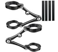 Staffe Supporto Faretti Supporto per faro per moto adatto per Chopper Bobber Cafe Racer Supporto per faretto Morsetto di montaggio per tubo forcella CNC Staffe di Barra Luminosa(Black and Silver)