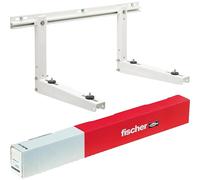 Fischer Staffe per Climatizzatore Unità Esterna KLIMA TOP VITI INOX, Lunghezza Braccio 480 mm, Mensole Acciaio Zincato, Viti Acciaio Inox, Include Sistema Fissaggio Fischer SX e Piedini Antivibranti