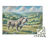 Staffordshire Bull Terrier - Carta resistente - Due cani che guadano nel ruscello con anatre - Puzzle - Attività familiare educativa - 52x38cm/1000 pezzi