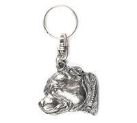 Art-Dog Portachiavi simpatico cane - Collezione esclusiva Portachiavi simpatico Staffordshire Bull Terrier III - Graziosi portachiavi placcati in argento con lucchetto da 2,5-3,8x4,5x8,8 cm