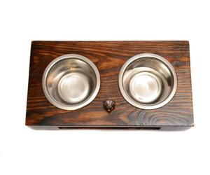 Staffordshire Bull Terrier, Staffik, Staffi - supporto in legno con ciotole per