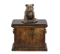 Staffordshire Bull Terrier urna con statuetta di legno Art-Dog
