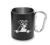 Staffordshire Bull Terriers, tazza in metallo con moschettone a forma di cane, tazza da campeggio