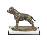 Staffy - Figura Con Uno Cane Su Bianco Marmo Art Dog
