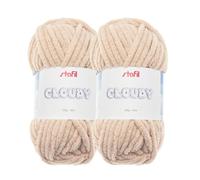 Stafil Cloudy Filato Ciniglia Extra Morbido per Amigurumi Giganti, 2 Gomitoli da 200 g e 60 m ciascuno, Ø 10 mm, Colore Beige