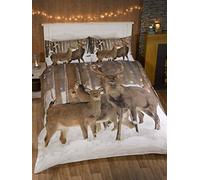 Stag Trapunta con Cervo, Copripiumino e 2 federe, Biancheria da Letto, Multicolore, Matrimoniale., Poliestere e Cotone., Multicolore, King