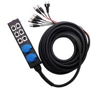 Stagebox Multicore Ciabatta da Palco 4 in 2 Out 15m Frusta XLR 2x 230V 6 Canali