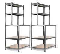 Stagecaptain 2x WBR-175 SR scaffale da banco lavoro con 5 ripiani, 2 profondità, portapesi per officina, magazzino, cantina, dispensa. Superficie robusta a 97 cm, colore argento.