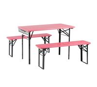 Stagecaptain BB-117 Hirschgarten Set tenda da birra per balcone e per il giardino - Versione corta con 117 cm di lunghezza - 1x tavolo, 2 x panca - In legno e pieghevole - Colore rosa