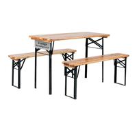 Stagecaptain BB-117 Hirschgarten Set tenda da birra per balcone e per il giardino - Versione corta con 117 cm di lunghezza - 1x tavolo, 2 x panca - In legno e pieghevole - Natura