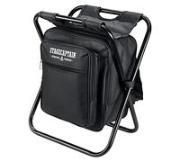 Stagecaptain CS-3640 BK Coolstool: sgabello pieghevole con borsa frigo e zaino, 2 tasche esterne. Ideale per campeggio, picnic e pesca. Colore nero.