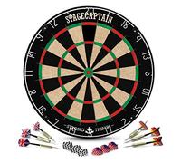 Stagecaptain DBS-1715 BullsEye Pro Bersaglio da Freccette con Freccette - Bersaglio Steeldart Professionale in Sisal - Dartboard con Fili Extra Sottili - Bersaglio con 6 Freccette e 4 Set di Alette