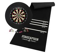 Stagecaptain DBS-1715 BullsEye Pro Bersaglio da Freccette Set Completo | Bersaglio in Sisal, Anello Numerato Girevole, Materiale Bersaglio: Sisal, Spessore: 3, 5 cm, Rete metallica extra sottile: 0