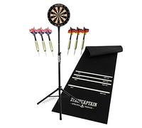 Stagecaptain DBS-1715 BullsEye Pro Bersaglio da Freccette + Supporto | Bersaglio in sisal, Anello numerato rotante, Materiale bersaglio: sisal, Spessore: 3, 5 cm, Ragno in filo extra sottile: 0