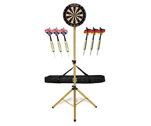 Stagecaptain DBS-1715 BullsEye Pro Bersaglio da Freccette + Supporto | Bersaglio in sisal, Anello numerato rotante, Materiale bersaglio: sisal, Spessore: 3, 5 cm, Spider in filo extra sottile: 0