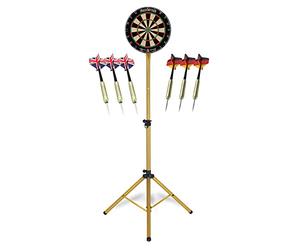 Stagecaptain DBS-1715 BullsEye Pro Bersaglio Dardi + Set Supporto Oro | Bersaglio in sisal, Anello numerato rotante, Materiale bersaglio: sisal, Spessore: 3, 5 cm, Spider in filo extra sottile: 0