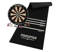 Stagecaptain DBS-1715 BullsEye Pro Tirassegno freccette - Freccette tiro al Bersaglio - Dartboards Set con 6 frecce punta in Acciaio e tappetino - Darts Board materiale da torneo sisal