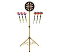 Stagecaptain DBS-1715 GD BullsEye Pro Bersaglio Dardi Set Completo Oro - Bersaglio Steeldarts Professionale in Sisal - Supporto Regolabile in Altezza in Acciaio - 6 Freccette e 4 Set di Alette