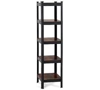Stagecaptain Heavyrack Scaffale da Magazzino a Terra con 5 Ripiani in Legno Chiaro o Scuro, Stile Industriale Nero, per Cucina, Magazzini, Soggiorno e Ufficio.
