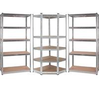 Stagecaptain Heavyrack Set Scaffale Angolare Esteso per Magazzino | Robusti scaffali a incastro per magazzini, cantine e dispense, Composto da 2 scaffali dritti e uno angolare, 8 kg