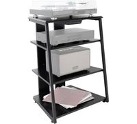 Stagecaptain HR-604 BK Audio Rack, 4 ripiani per componenti HiFi | Ripiano superiore e inferiore: ciascuno fino a 50 kg, Ripiani centrali: ciascuno fino a 20 kg, Piccolo cassetto per accessori
