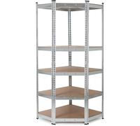 Stagecaptain HRC-175 Heavyrack scaffale angolare per magazzino, compatibile HR-175 40 cm, 5 ripiani variabili, carico max 175 kg, struttura metallica zincata, colore argento.