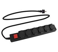 Stagecaptain OPSS-6 BK Ciabatta Multipresa da Esterno 6 Vie, 5 m/ 3x 1 | Multipresa con 6 prese, Protetta da corpi estranei e spruzzi secondo i protezione IP44, Interruttore illuminato