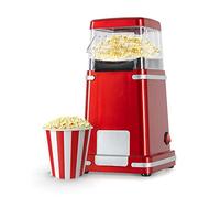 Stagecaptain PCM-1200 HA Macchina Popcorn ad Aria Calda Senza Grassi - Popcorn Leggeri senza Olio - 1200W - Preparazione Veloce - Design Retrò Rosso Metallico per Amanti del Cinema