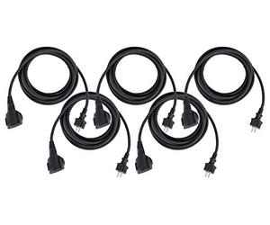 Stagecaptain PSPEXT-5 Cavo Prolunga Set da 5 - Lunghezza: 5m i protezione IP44 - Cavo H07RN-F (3x 1,5 mm²) - Rivestito in gomma - Con protezione per bambini e cappuccio copri presa - Nero
