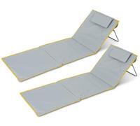 Stagecaptain Tappetino Spiaggia “Layla” Set 2x - Imbottiti con Cuscino Testa, Schienale Regolabile, Borsa con Cerniera, Lettino Pieghevole Leggero con Tracolla.