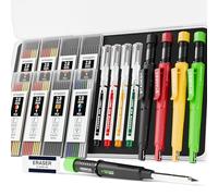 STAG onfezione da 4 matite da carpentiere con temperamatite, matite meccaniche da carpentiere con 76 ricariche, matite da costruzione, strumenti per la lavorazione del legno, pennarelli a punta