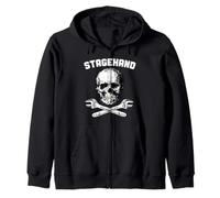 Stagehand Skull Crossed C Wrench Backstage Theatre Tech Crew Felpa con Cappuccio