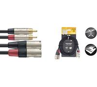 Stagg 19334 - Cavo audio deluxe da XLR a maschio RCA doppio, 3 m, 2 x 3 pin, colore: Nero