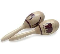 Stagg 20018 legno africano motivo elefante/Zebra/giraffa ovalförmige Maraca (1 paio, lunghezza: 23 cm)
