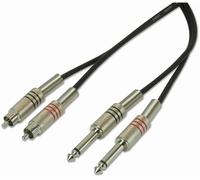 STAGG Cavo Audio con 2 Jack Mono 6.35mm a 2 RCA, 3m, Nero