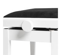 Stagg PBH 390 WHM VBK - Sedile per pianoforte, idraulico, bianco opaco con gomitolo in velluto nero ignifugo