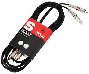 Stagg STC3C Cavo S Serie Audio 2xJack Fono,Gemello RCAm a RCAm, 3m