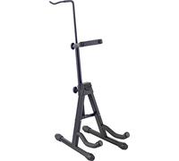 Stagg SV-VN Supporto Pieghevole per Violino e Viola con Gancio Archetto | Telaio in acciaio, poggia-manico rimovibile (anche per ukulele), altezza 55cm, 1,25kg - nero verniciato a polvere