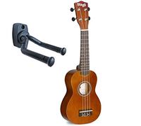 Stagg US-NAT - Ukulele soprano naturale con custodia e supporto da parete Keepdrum
