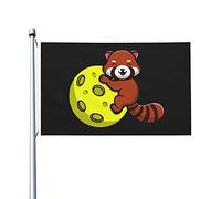Stagionale Bandiera doppia faccia Cute Red Panda on the Moon Flag Durevole Bandiera con occhielli in metallo 3x5 Ft per dormitori,Decorazioni percortile
