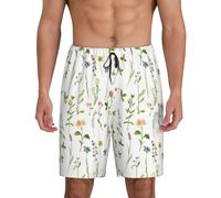 Stagione Acquerelli Di Erbe Fiori Da Uomo 1-Pack Pantaloncini Da Sonno Loungewear Con Tasche Laterali, Vestibilità Traspirante, Disponibile In Big.