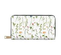 Stagione Acquerelli Di Erbe Fiori Lungo Ecopelle Pochette Chic Elegante Donna Portafogli Per Donne Moderne Porta Carte di Grande Capacità E Tasche Organizzatore Borsa Durevole Borsa Per I Viaggi Di