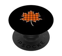 Stagione autunnale Foglia d'Acero Arancione Buffalo Plaid PopSockets PopGrip Adesivo