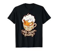 Stagione del Sidro, Finalmente Autunno Apple Halloween Lover Drink Cozy Maglietta con Stampa Grafica Economica, Uomo, Nero, S